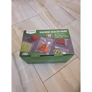 Syntus Vacuum Sealer Bags for Food, 60 Count Quart 8 x 10 10 x 13.8 11.8 x 14